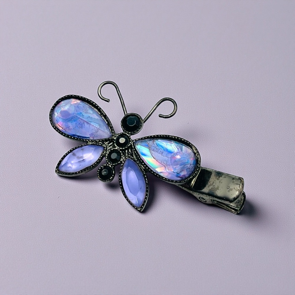 Petite AVON Purple and Iridescent Butterfly Hair Clip Cute Collectible - Picture 3 of 14